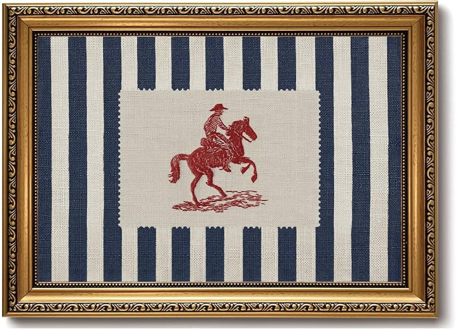 Vintage Gold Framed Wall Art Western Cowboy Canvas Print, Retro Equestrian Horse Picture, Preppy ... | Amazon (US)