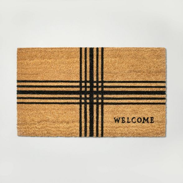 Cross Stripes 'Welcome' Coir Doormat - Hearth & Hand™ with Magnolia | Target