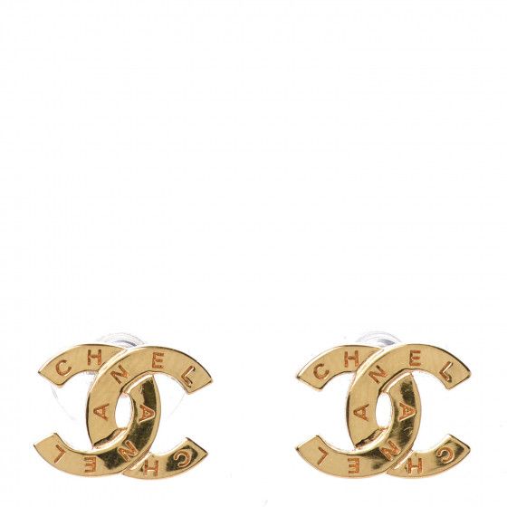 CHANEL Metal CC Paris Button Stud Earrings Gold | Fashionphile
