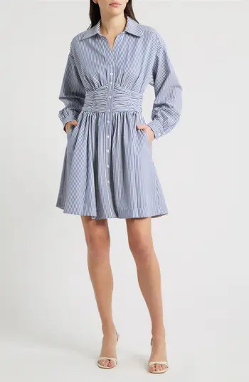 Stripe Long Sleeve Seersucker Mini Shirtdress | Nordstrom