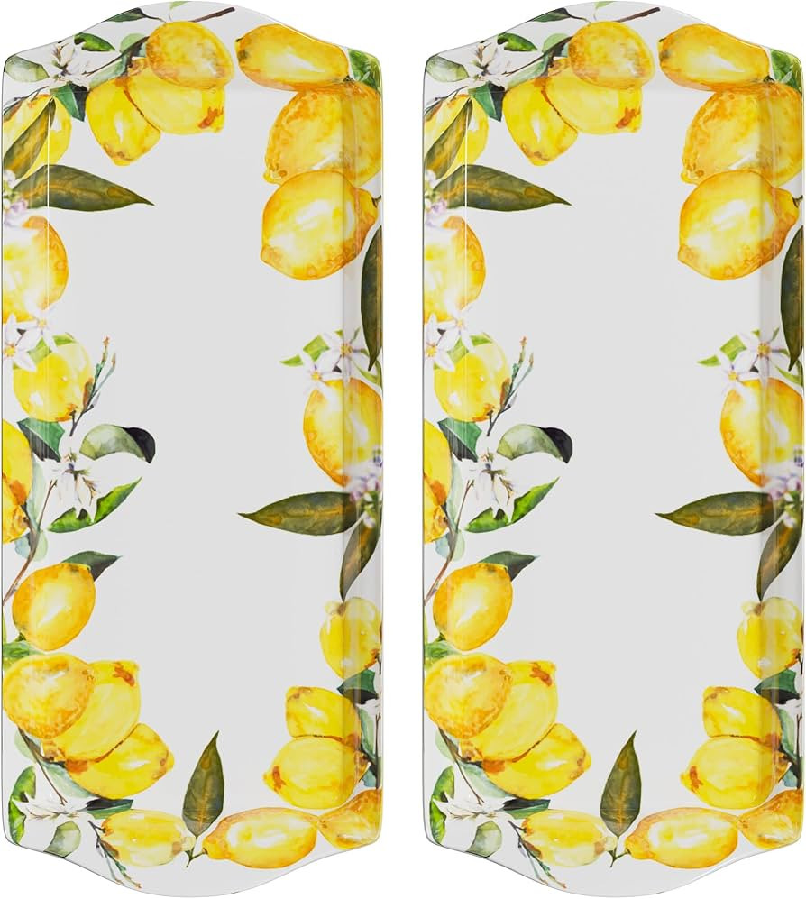 American Atelier 15-Inch Melamine Serving Tray with Handles | Set of 2 | Rectangular Sandwich/Tid... | Amazon (US)