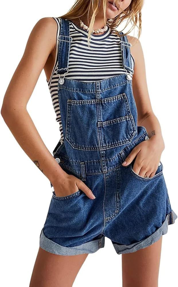 Cicy Bell Womens Denim Bib Overall Shorts Casual Classic Adjustable Straps Cuffed Hem Jean Shorta... | Amazon (US)