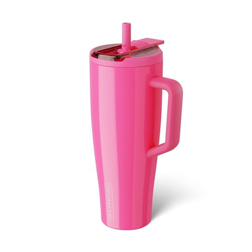 BrüMate Era Flip 40oz Tumbler with 100% Leakproof Covered Straw Lid | Hygienic Covered Straw | Insulated Stainless Steel Water Bottle with Handle | Cup Holder Friendly | BPA-Free (Neon Pink) | Amazon (US)