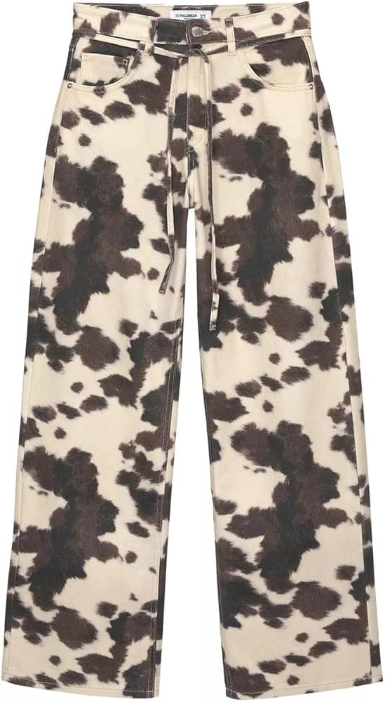 Pantalones con estampado de vaca para mujeres y hombres, pantalones de mezclilla holgados de pier... | Amazon (US)