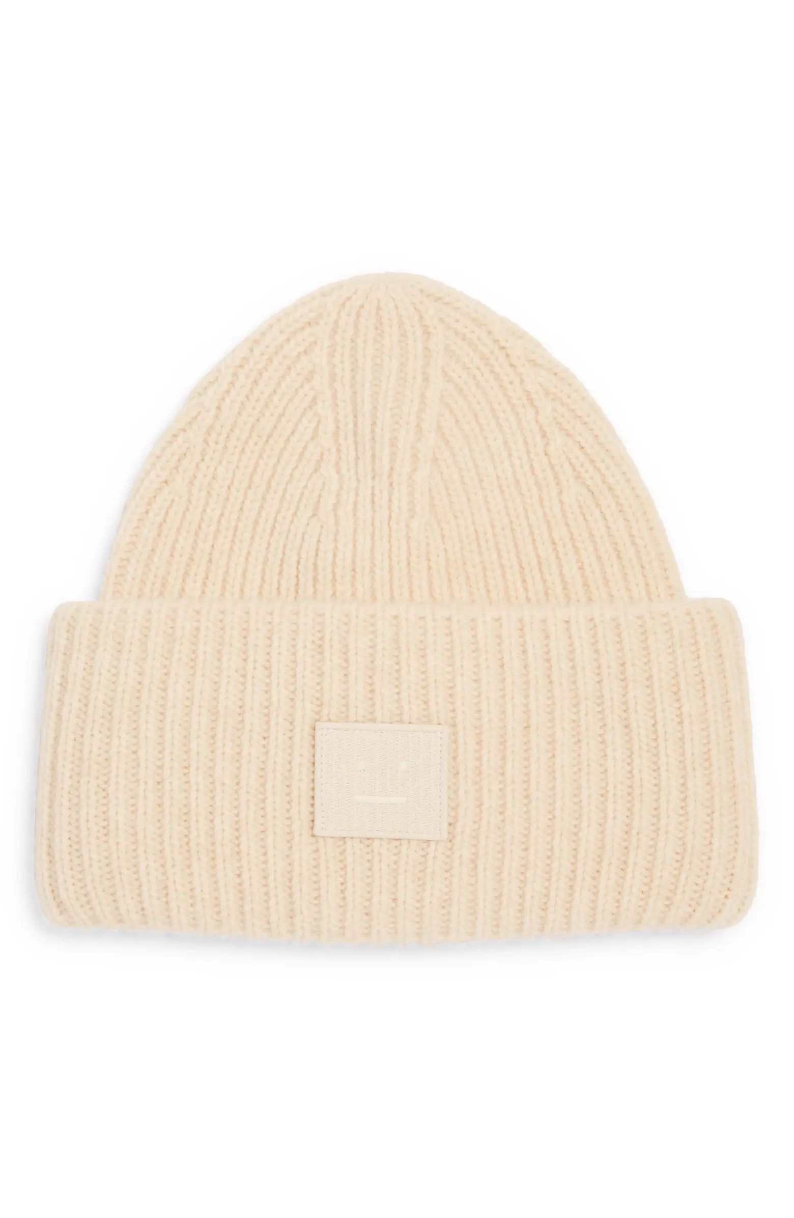 Acne Studios Pansy Face Patch Rib Wool Beanie | Nordstrom | Nordstrom