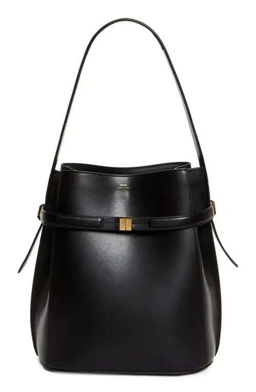 TOTEME Belted Leather Bucket Bag in Black at Nordstrom | Nordstrom