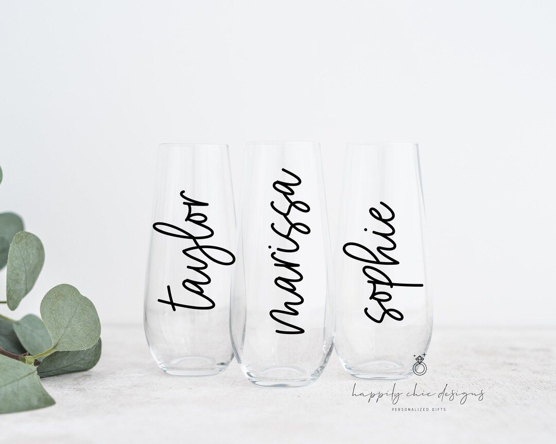 Bridesmaid Champagne Flutes Personalized Champagne Glasses - Etsy | Etsy (US)