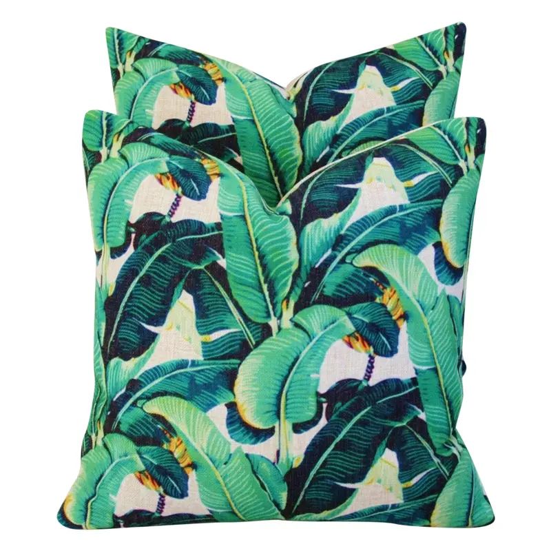 Dorothy Draper-Style Banana Leaf Pillows - a Pair | Chairish