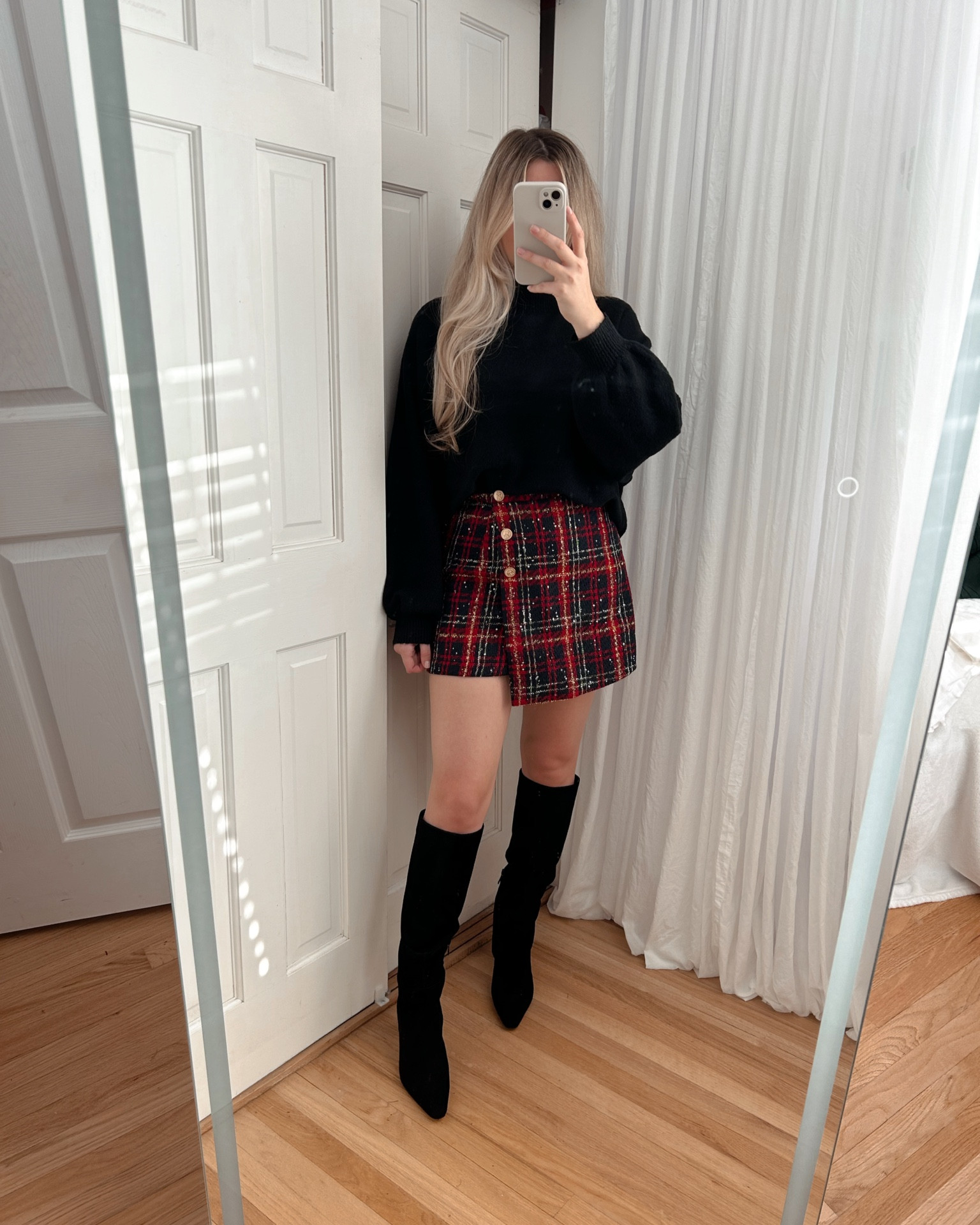 Size XS in skirt and large in sweater ⛄️ holiday outfit, Christmas outfit, boots

#LTKstyletip #LTKsalealert #LTKfindsunder50