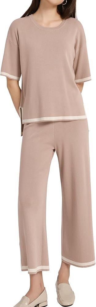 SuperPrity Women Sweater Set 2 or 3 Piece Outfits Short/Long Sleeve Knit Pullover Tops High Waist... | Amazon (US)