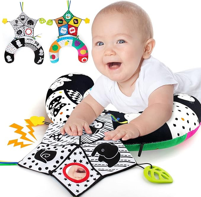 teytoy Tummy Time Pillow with Crinkle Mat & Teethers, Black and White High Contrast Baby Toys wit... | Amazon (US)