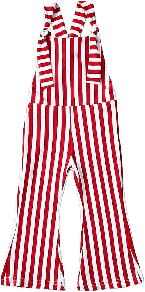 ZAXARRA Toddler Kids Baby Girl Stripes Bell-Bottom Jumpsuit Romper Overalls Pants Outfits | Amazon (US)