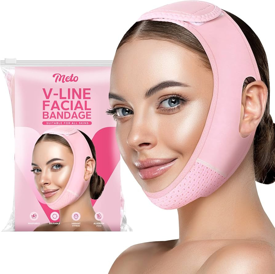 Meto Reusable Face Slimming Strap, V Line Mask, Double Chin Reducer, Chin Up Patch, Face Lift Tap... | Amazon (US)
