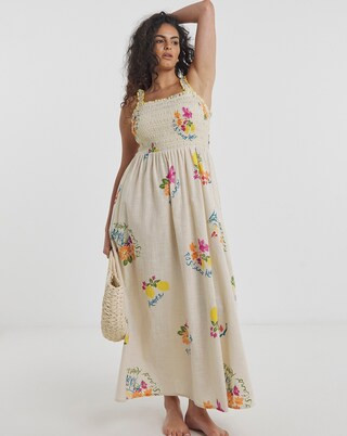 Simply Be Cotton Shirred Maxi Beach Dress | Simply Be (UK)