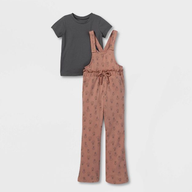 Grayson Collective Toddler Girls' Short Sleeve T-Shirt & Jumpsuit Set - Rust | Target