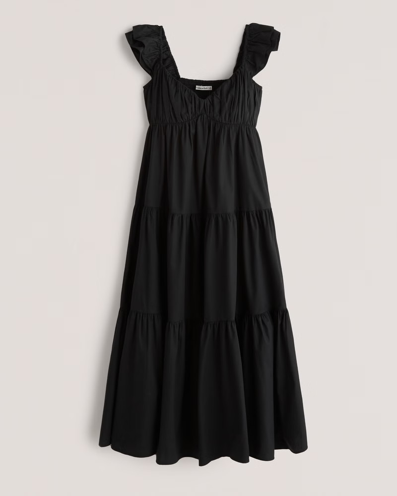 Ruffle Sleeve Poplin Midaxi Dress | Abercrombie & Fitch (US)