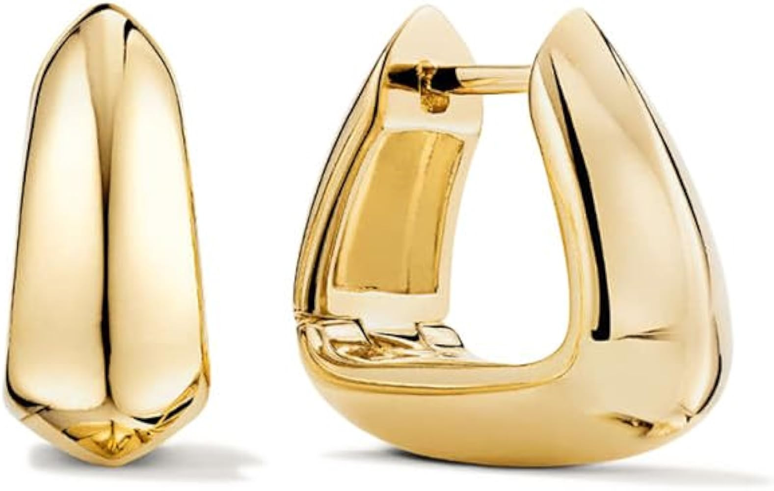 Triangle Hoop Earring for Women 14K Gold Plated Thick Chunky Geometry Earrings (Gold and Silver) | Amazon (US)