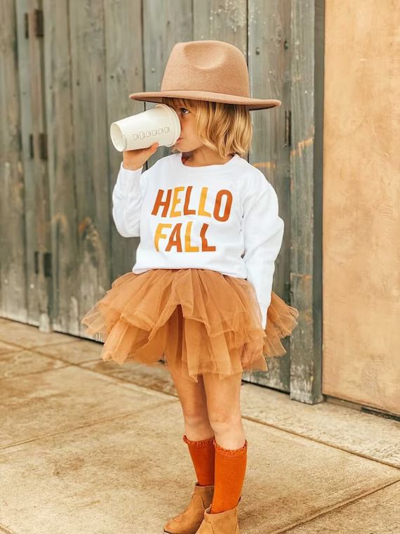Hello Fall  BLOCK  Kids Fall Sweater  Fall Sweater for Kids | Etsy | Etsy (US)