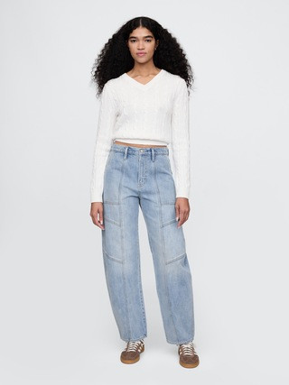 High Rise Seamed Barrel Jeans | Gap (US)