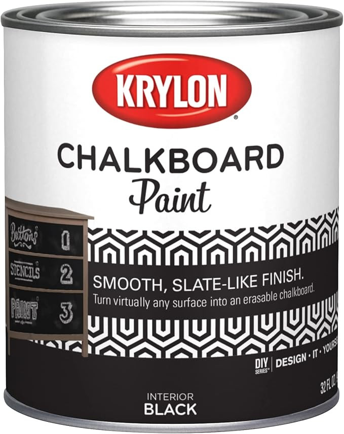 Krylon K05223000 Chalkboard Paint Special Purpose Brush-On, Black, Quart, 1 Quarts (Pack of 1) | Amazon (US)