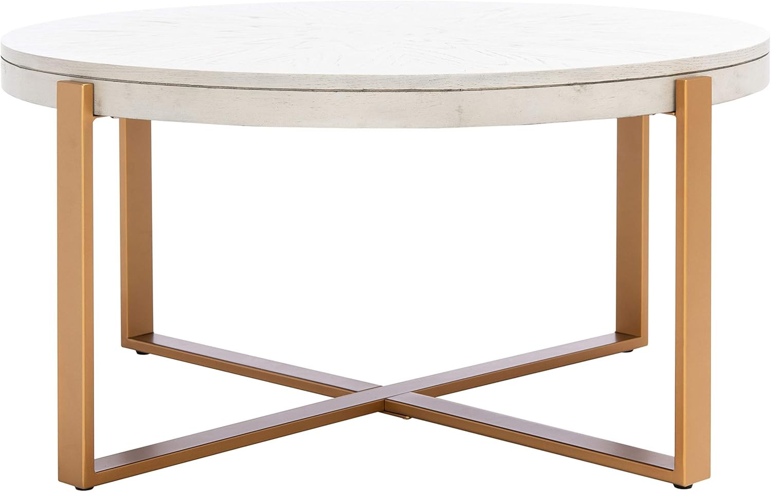 Safavieh Home Collection Navya White Washed/Gold Round Coffee Table COF6207A | Amazon (US)