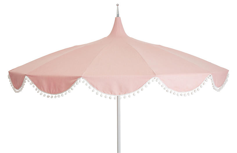 Dani Pom-Pom Patio Umbrella, Light Pink | One Kings Lane