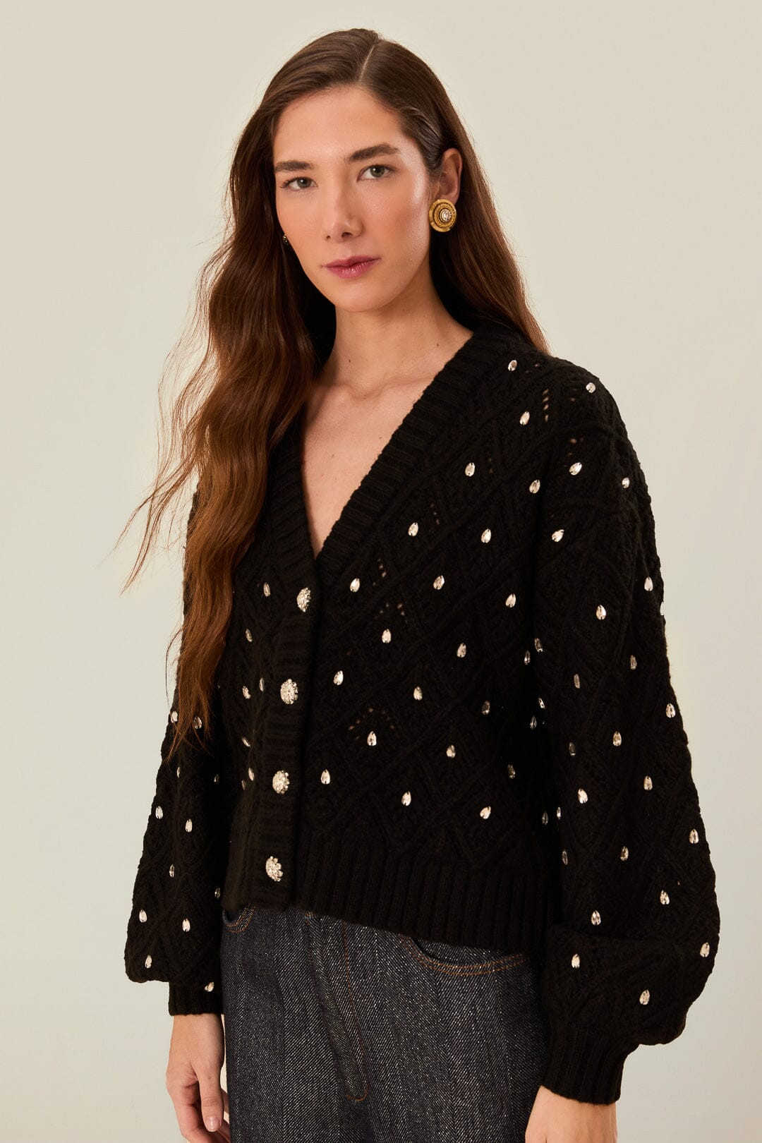 Black Lace Knit Sweater | FarmRio (US)