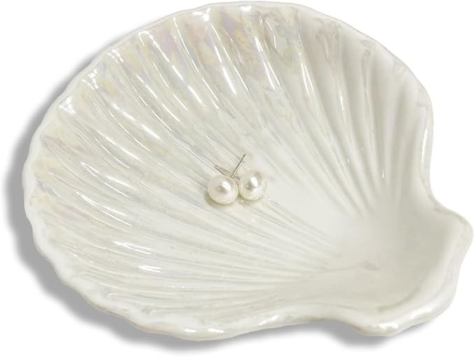 Ring Dish Shell Shape Ceramic Jewelry Dish Tray, Decorative Trinket Dish Organizing Rings Earring... | Amazon (US)