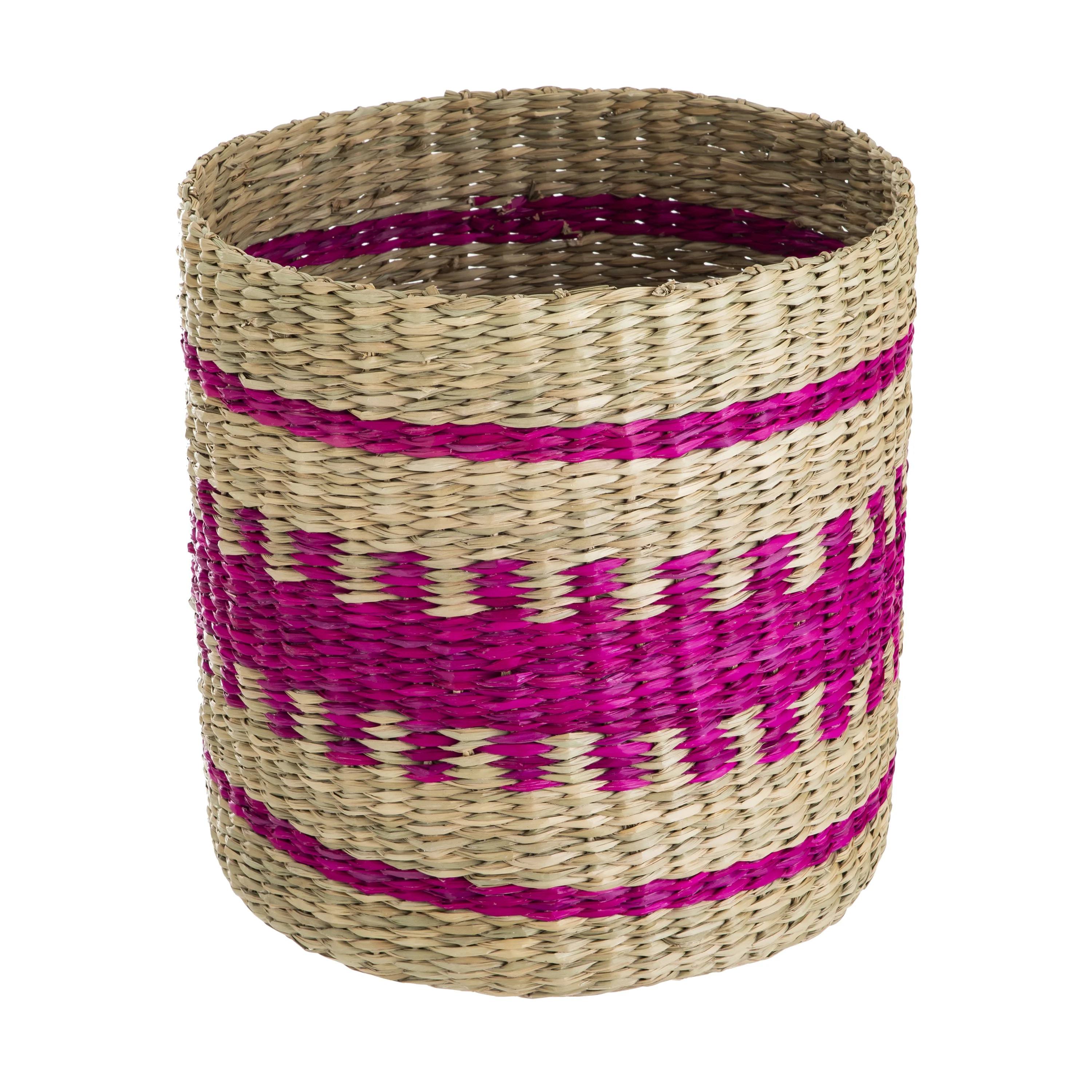 Packed Party Summer Pink Seagrass Storage Basket, 10.8"D x 10.8"H - Walmart.com | Walmart (US)