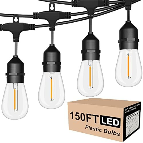 Outdoor String Lights LED 150FT - 3 Pack of 50 Feet, 45pcs E26 Sockets with 48pcs S14 1W Dimmable... | Amazon (US)