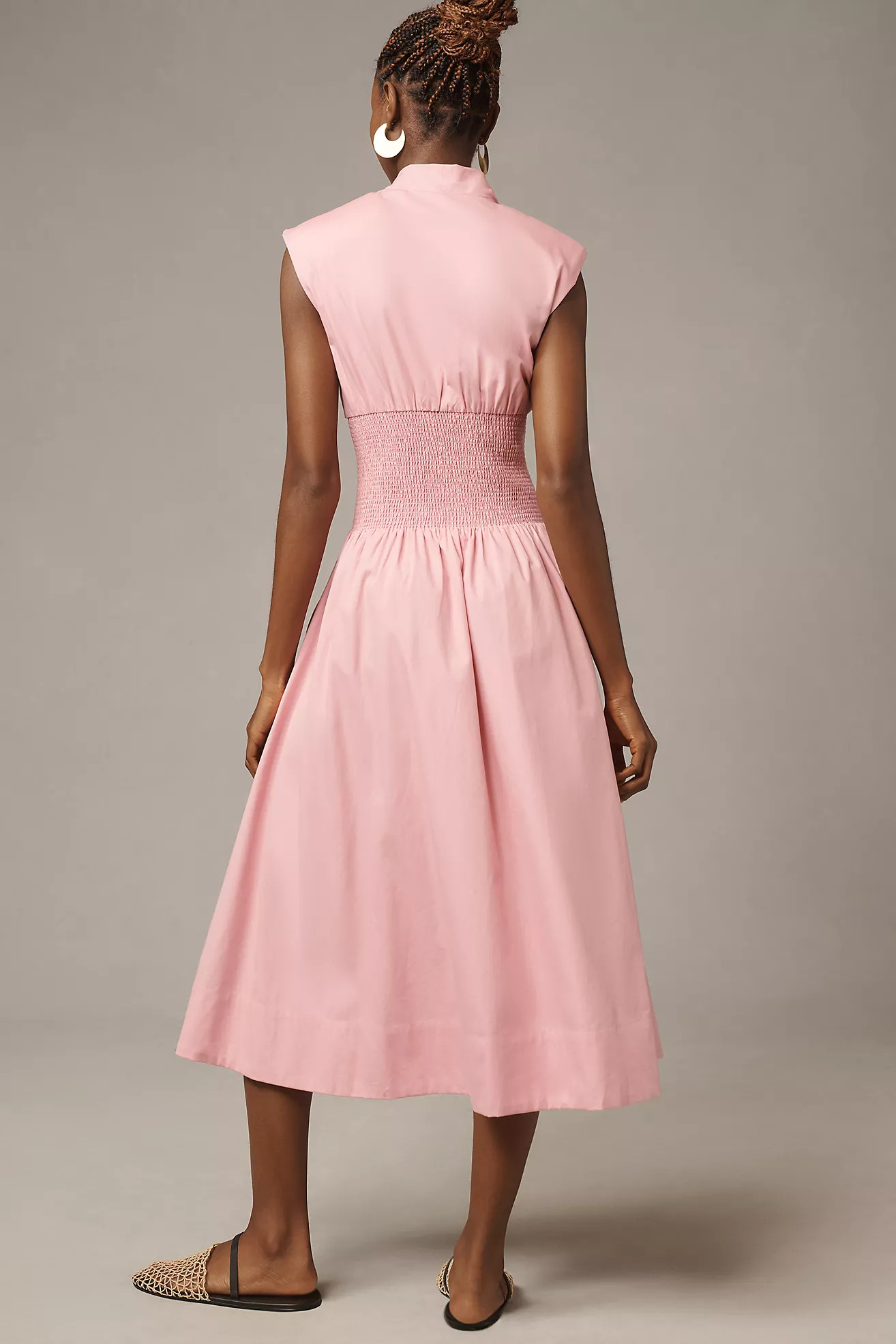 The Tommie Cap-Sleeve Smocked Front-Zip Shirt Dress | Anthropologie (US)