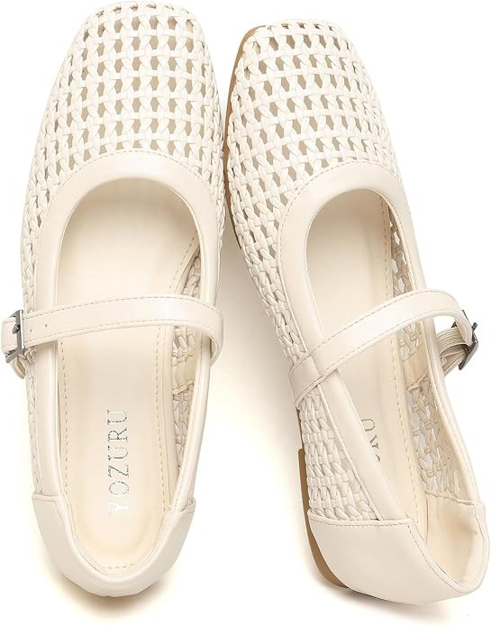 Woven Ballet Flats for Women Comfortable Dressy Mesh Mary Jane Shoes | Amazon (US)
