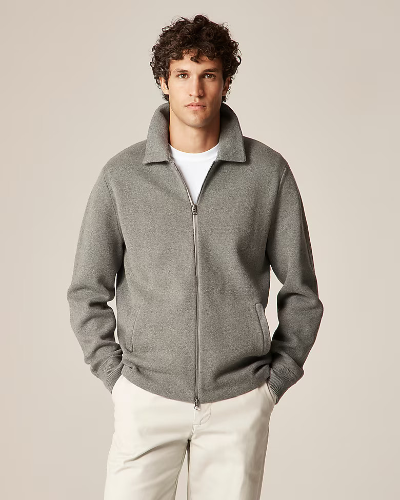 Cotton milano-stitch coach's sweater-jacket | J. Crew US