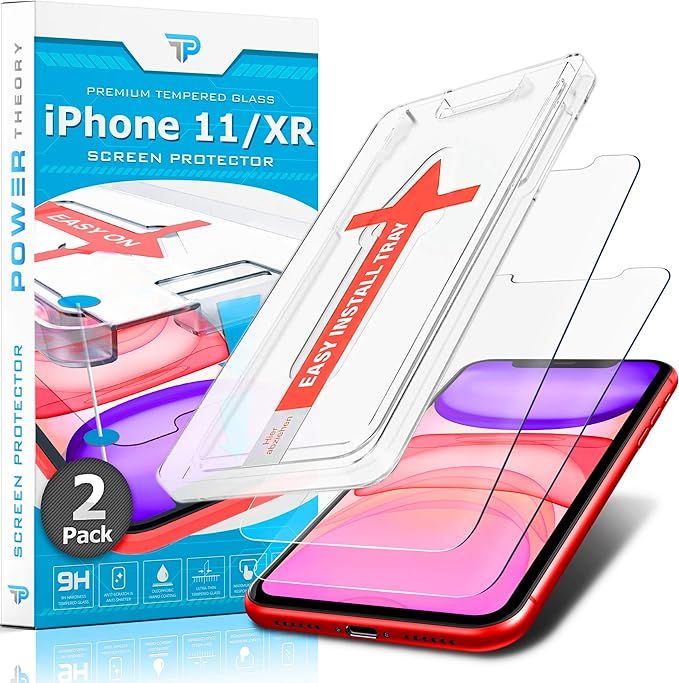 Power Theory Screen Protector for iPhone 11/iPhone XR Tempered Glass [2-Pack] with Easy Install K... | Amazon (US)