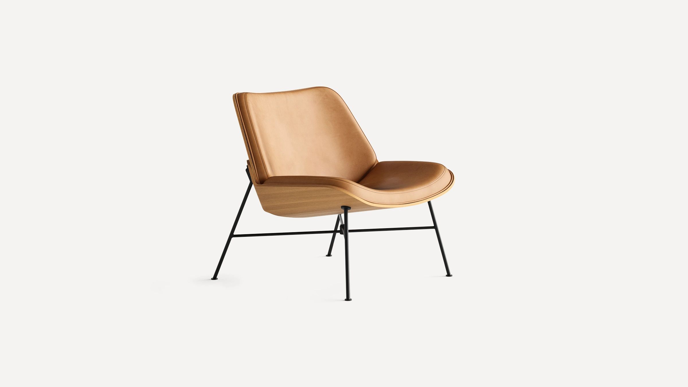 Vesper Wood & Leather Lounge Chair | Burrow