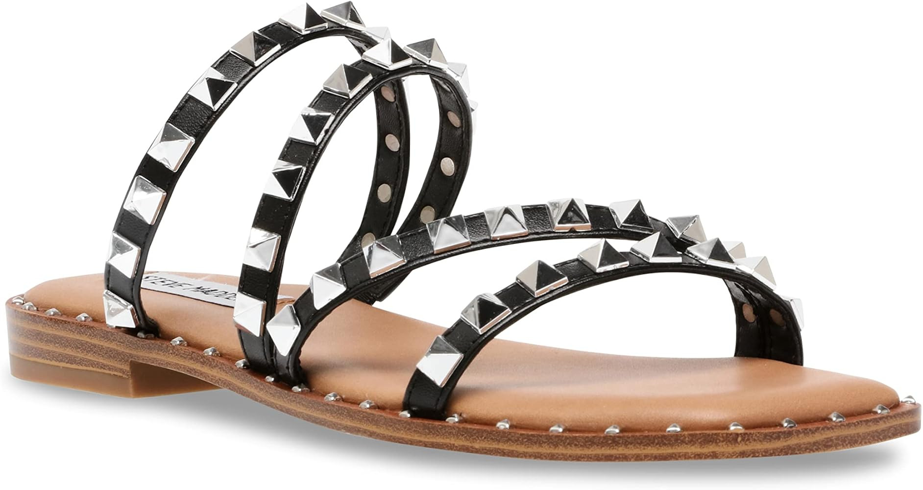 Steve Madden Women's Skyler Flat Sandal Black Sandals Black Slide Sandals Beach Sandals 2023 | Amazon (US)