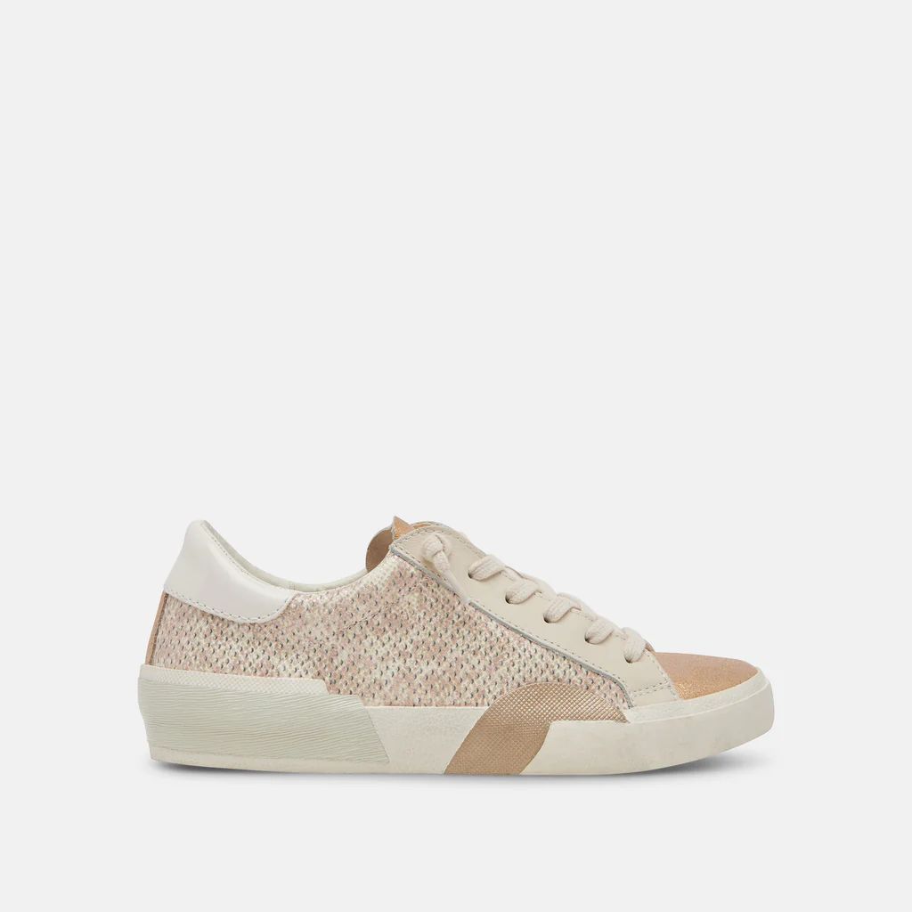ZINA SNEAKERS SAND EMBOSSED LEATHER | DolceVita.com