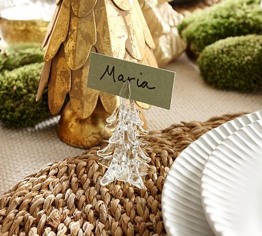 Holiday Tree Glass Place Card Holders - Set of 4 | Pottery Barn (US)