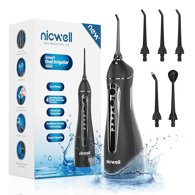 Water Dental Flosser Cordless for Teeth - Nicwell 4 Modes Dental Oral Irrigator, Portable and Rec... | Amazon (US)