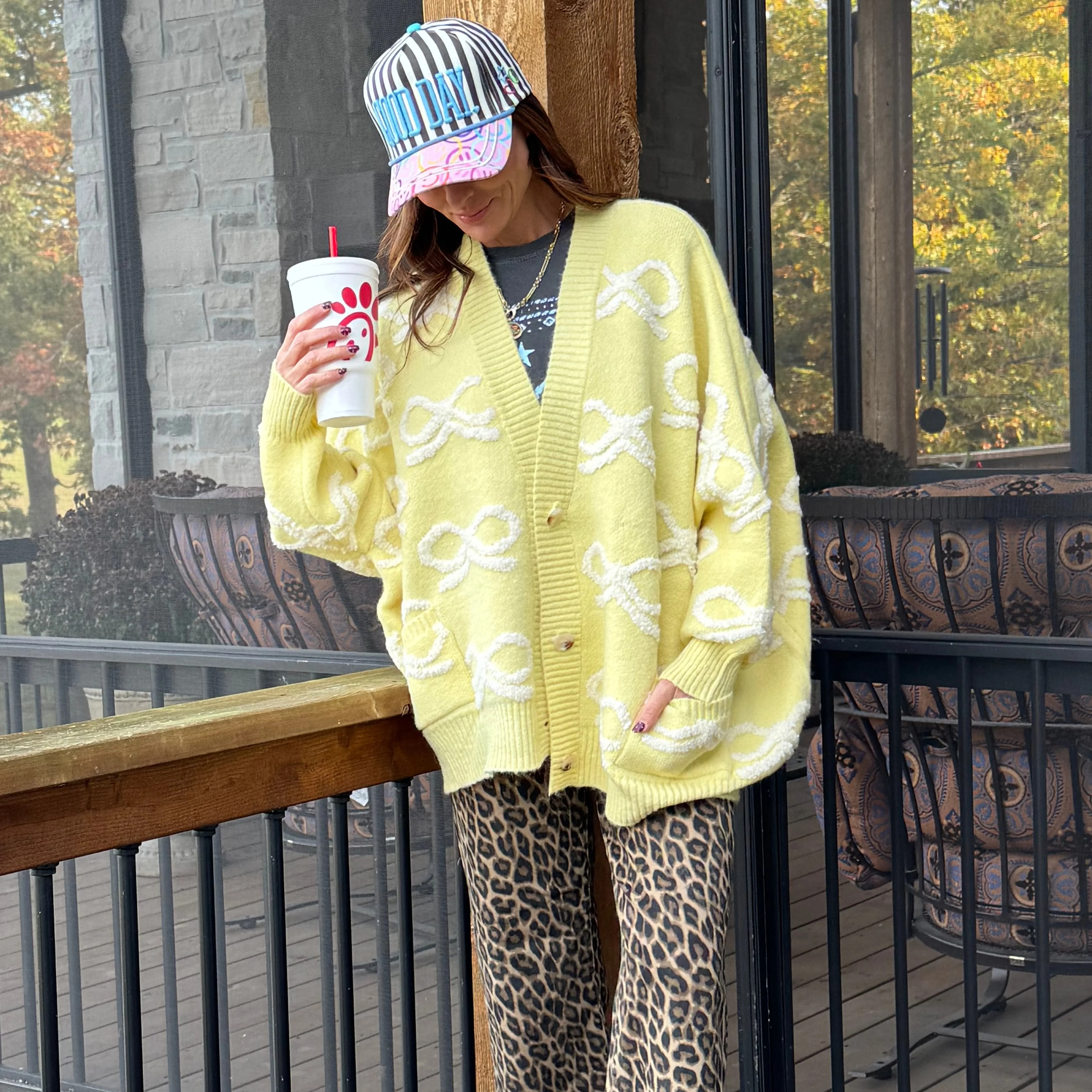 Yellow Bows Cardigan | Poppy & Pine