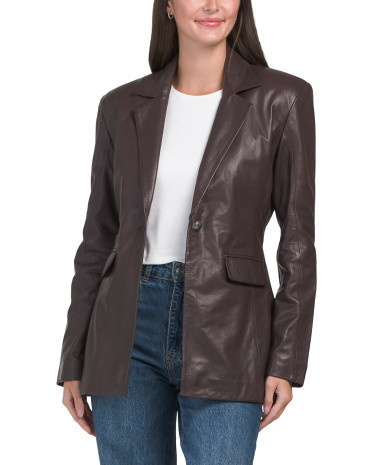 Leather Martina Blazer, Nylon/Polyester/Leather | TJ Maxx