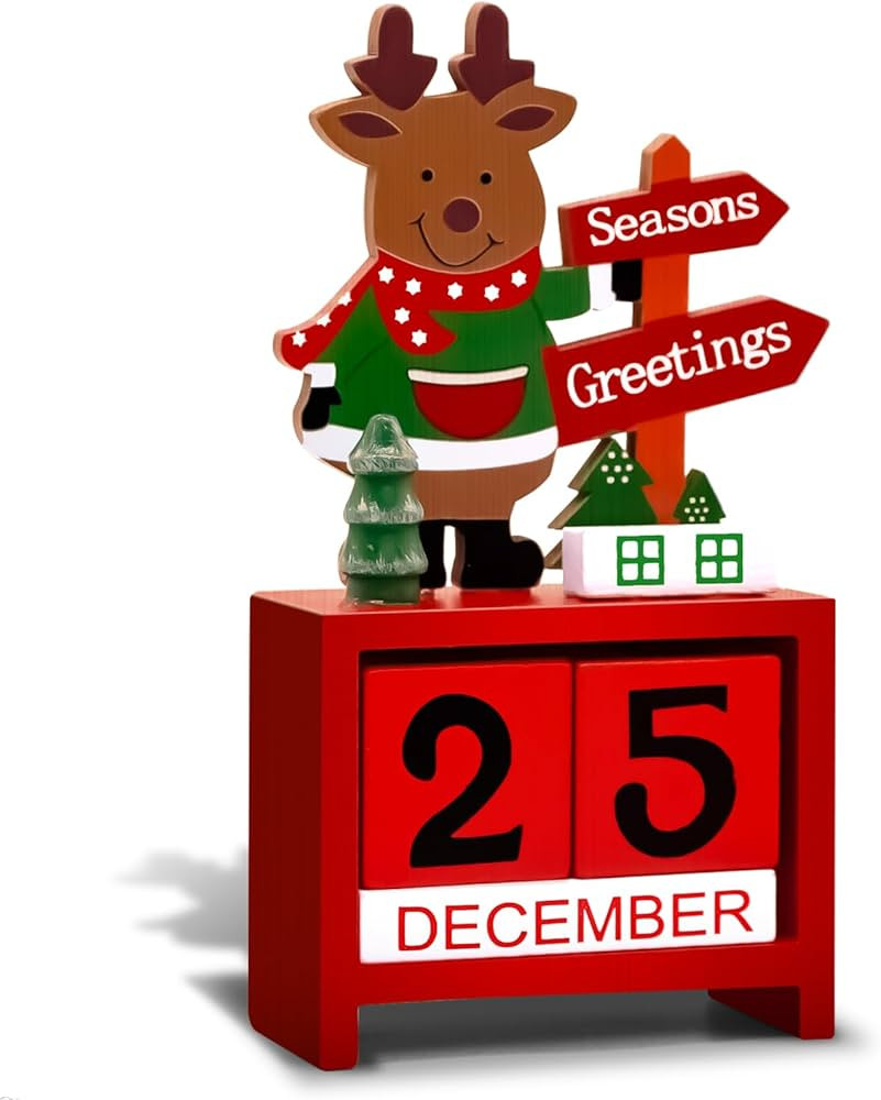 2025 Christmas Countdown Advent Calendar, Days Until Christmas Countdown Desk Wooden Decoration H... | Amazon (US)