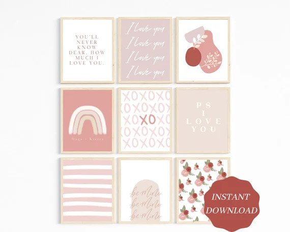 Valentine Prints Holiday Prints Set of 9 Printable | Etsy | Etsy (US)