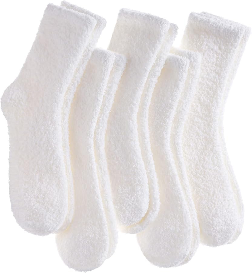 CHOWISH Womens Fuzzy Slipper Socks Super Soft Microfiber Fluffy Cozy Winter Warm Fuzzy Crew Socks | Amazon (US)