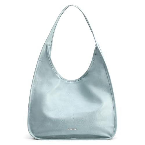 NEWBELLA Hobo Purse, PU Leather Shoulder Bag, Tote Handbag for Work and Travel (Light Blue) | Amazon (US)
