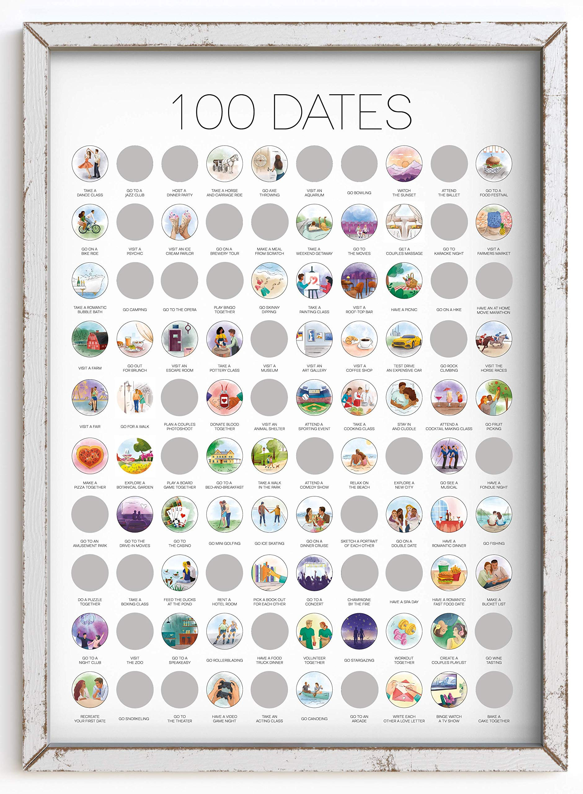 100 Dates Scratch Off Poster - Engagement Gifts, Anniversary Gift for Her, Gifts for Her, Date Night | Amazon (US)