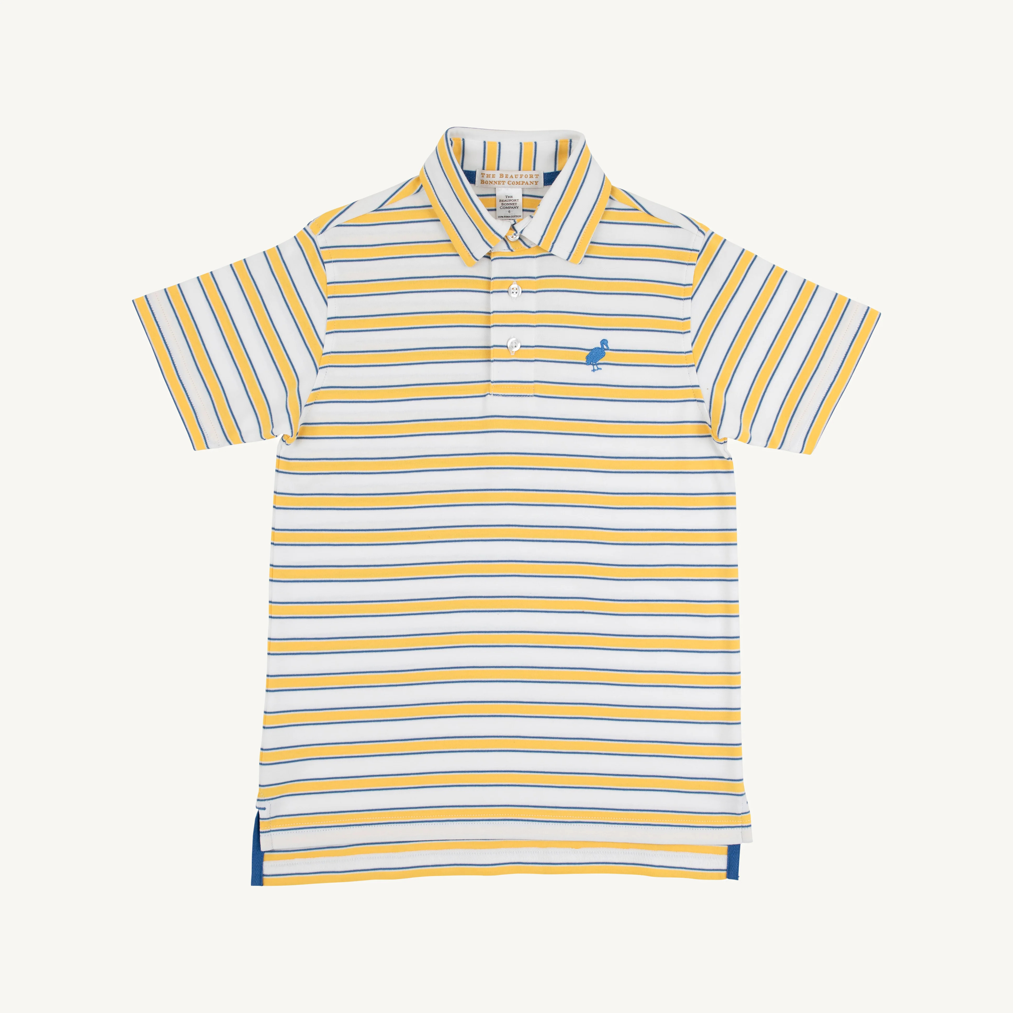 Prim & Proper Polo - Lake Claire Lines with Wood Boat Blue Stork | The Beaufort Bonnet Company
