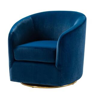 Estefan Navy Comfy Velvet Swivel Barrel Chair with Metal BasebyJAYDEN CREATION(Brand Rating: 4.2/... | The Home Depot
