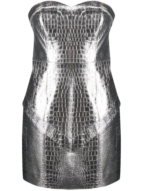 ROTATEcroc faux-leather strapless mini-dress | Farfetch Global