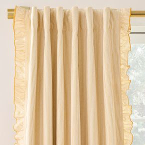 Pinstripe Ruffle Curtain | West Elm (US)